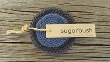 Load image into Gallery viewer, Crocheted Trivet and Coaster Set - Black and Denim
