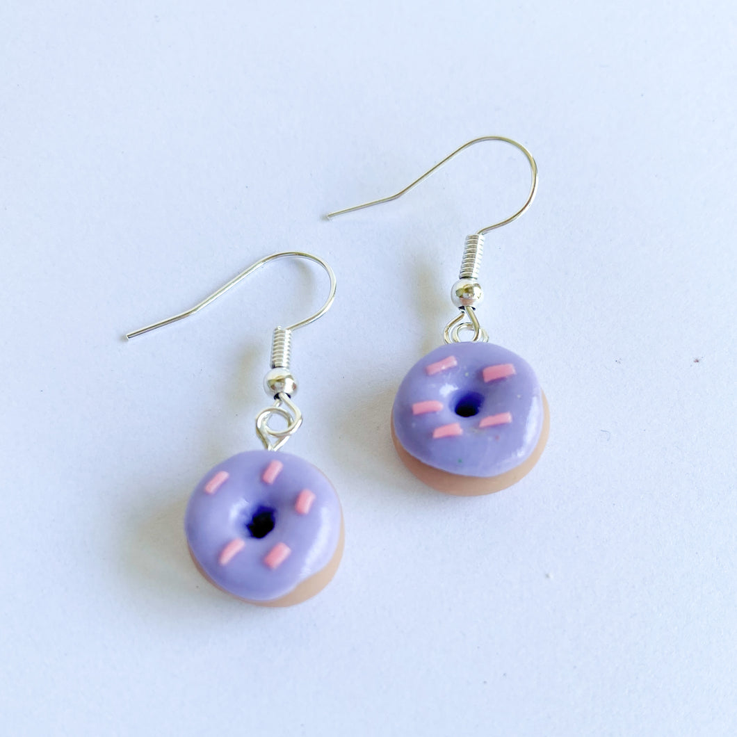 Purple Donut Dangle Earrings