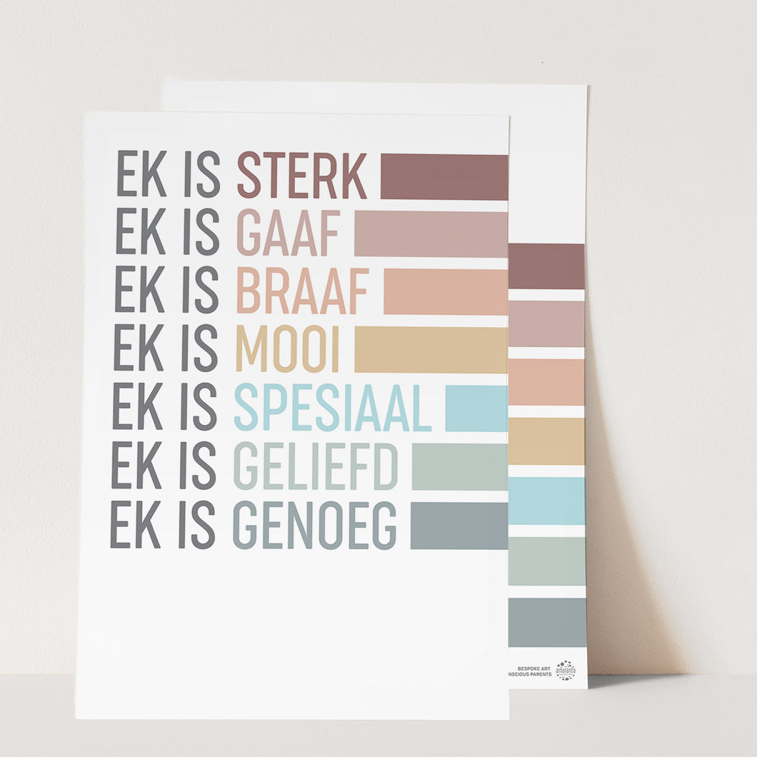 Self Affirmations Poster Set - Afrikaans (A3)