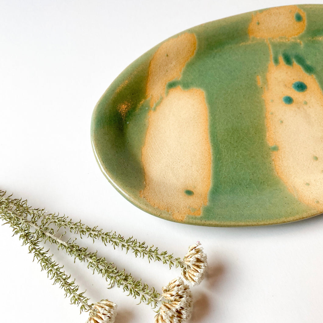 Ceramic Plate - Green and Natural