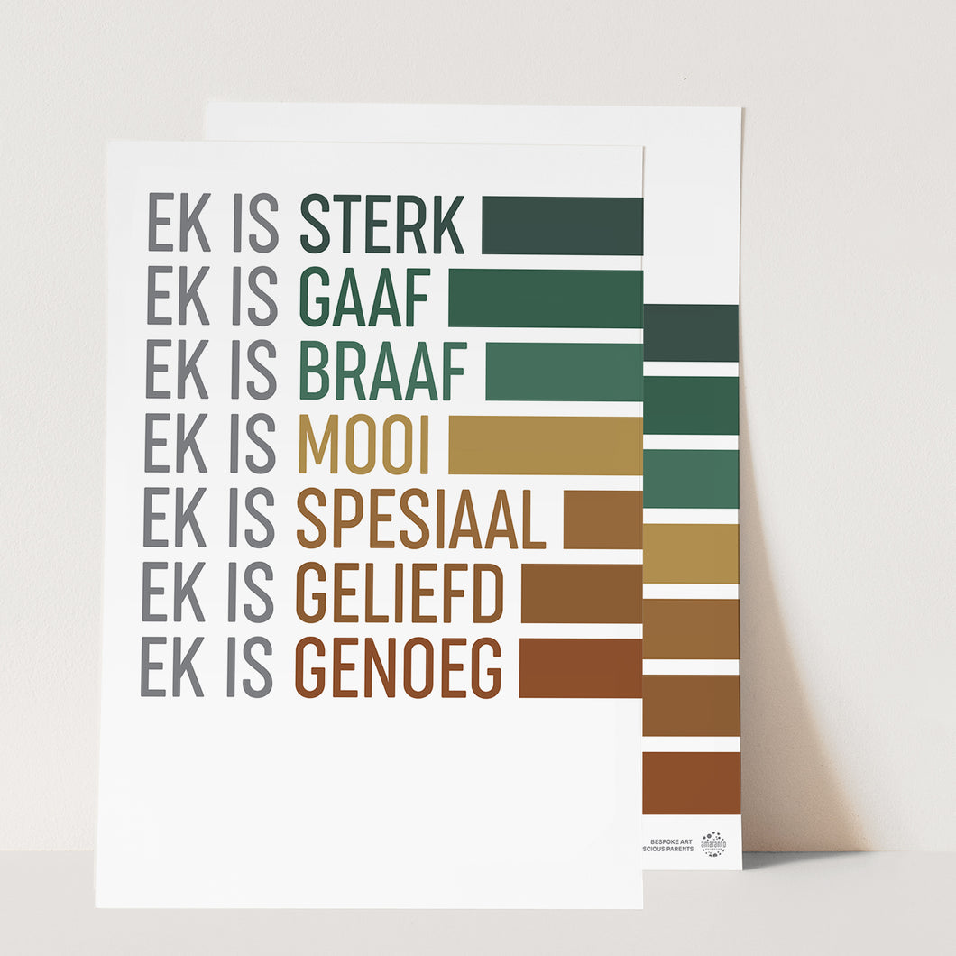 Self Affirmations Poster Set - Afrikaans (A3) Autumn