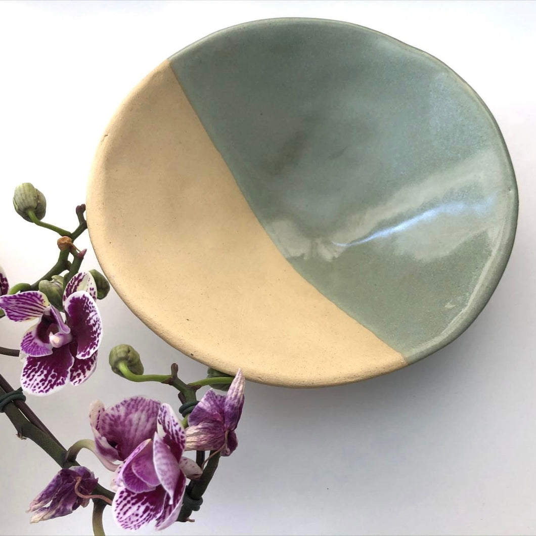Ceramic Bowl - Green and Natural