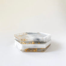 Load image into Gallery viewer, Resin Coasters (set of 4) - White and Gold
