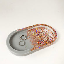 Load image into Gallery viewer, Resin Trinket Tray - Grey and Glitter
