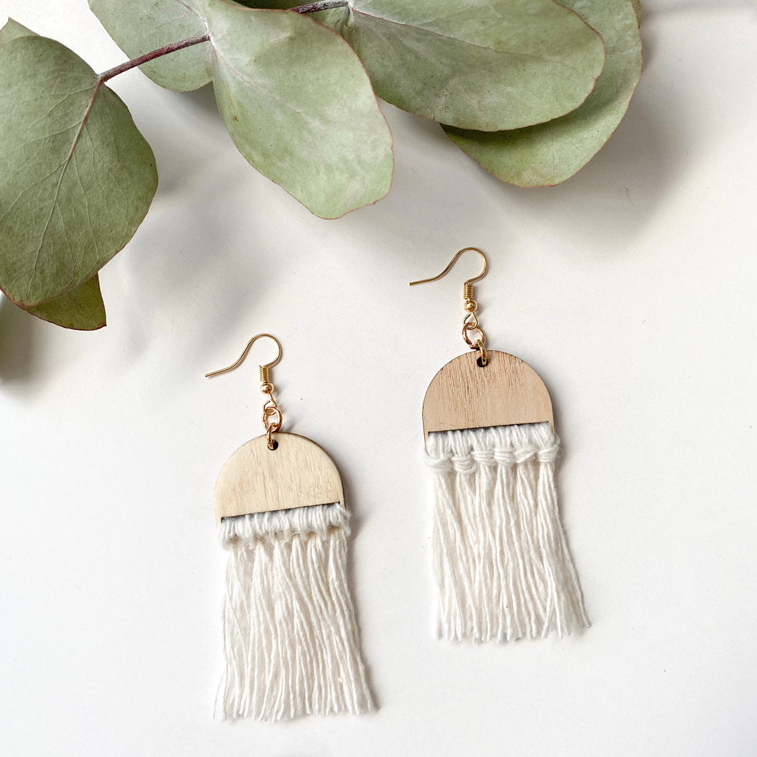 Macramé Earrings - Half Moon Tassel