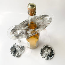 Load image into Gallery viewer, Resin Wine Butler and Coasters - Black, White and Gold
