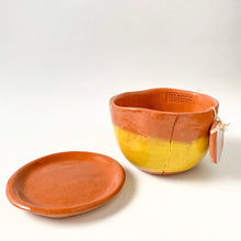 Load image into Gallery viewer, Ceramic Plant Pot - Terracotta and Yellow with base
