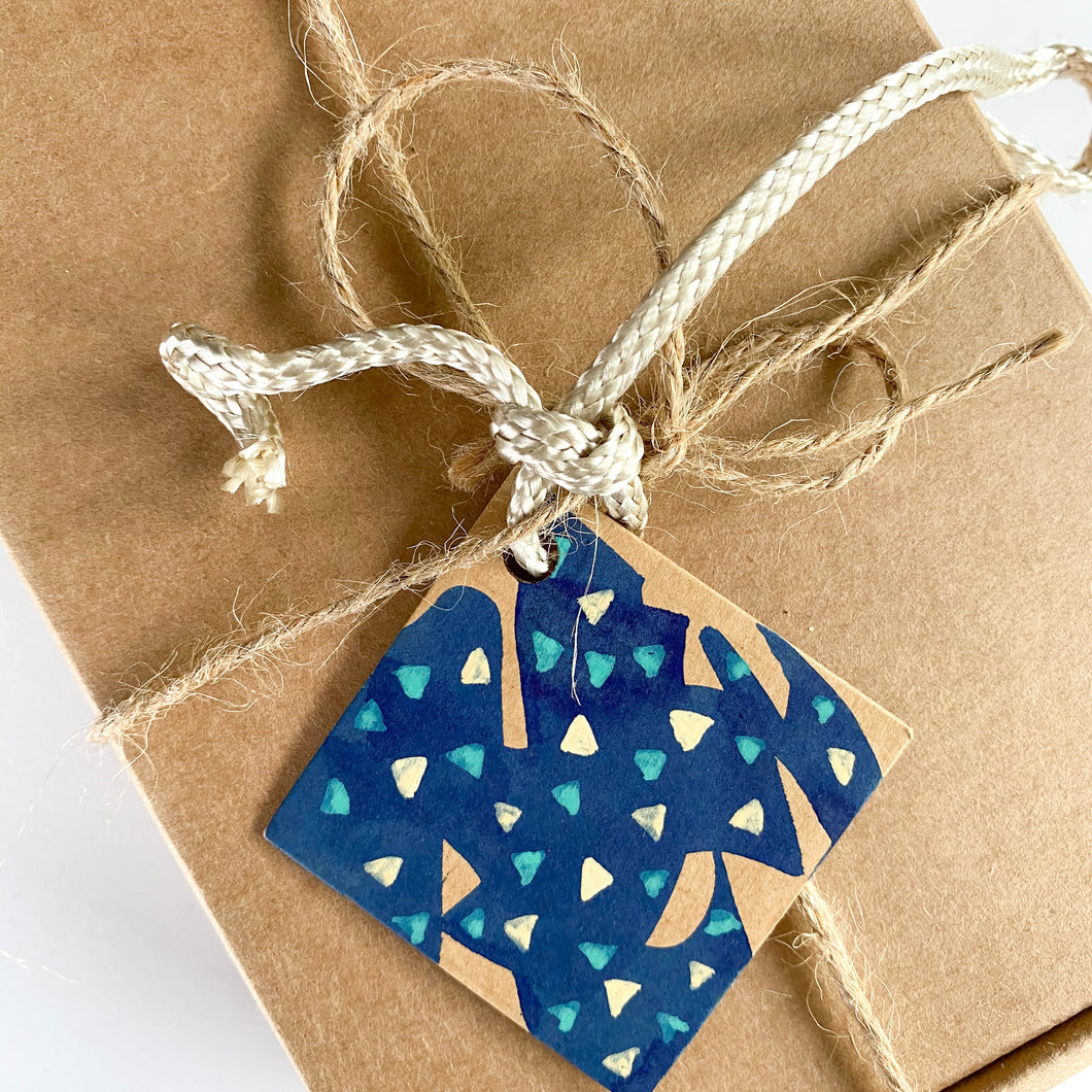 Hand Painted Gift Tag - Blue