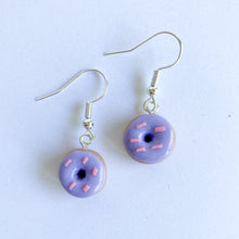 Load image into Gallery viewer, Purple Donut Dangle Earrings
