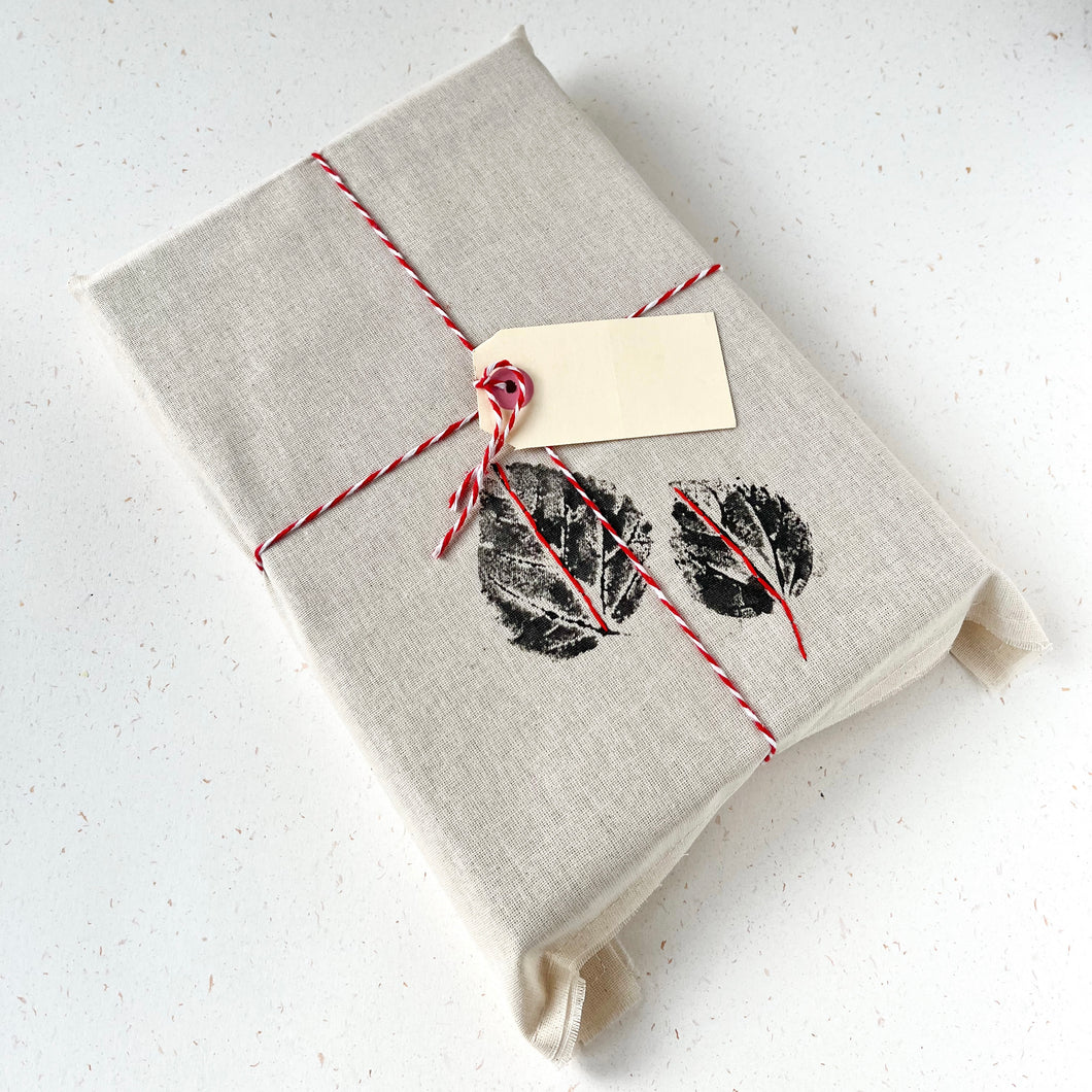 Hand Printed Gift Bag with Tag - Leaves