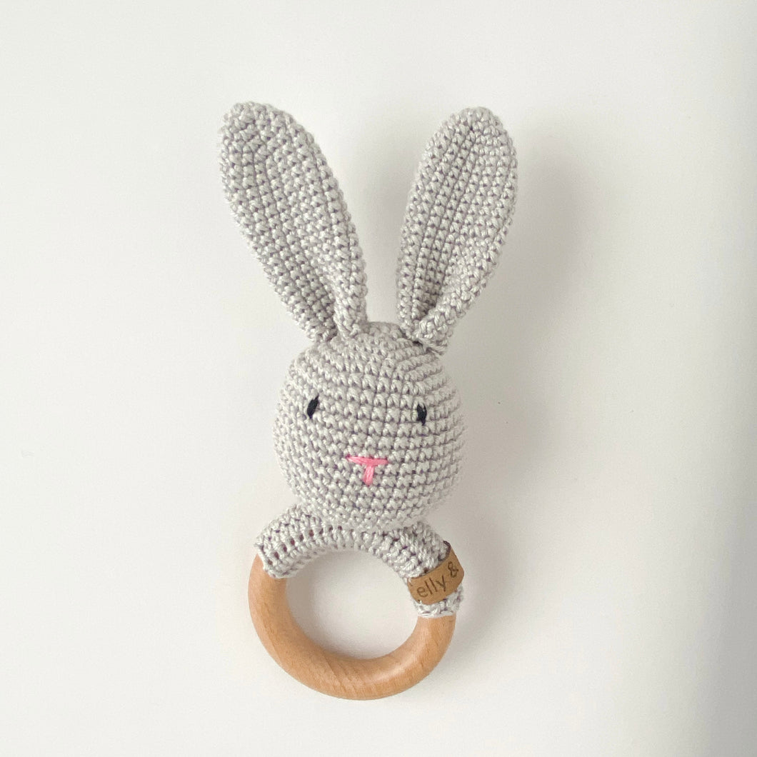 Baby Rattle and Teether - Grey Bunny