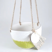 Load image into Gallery viewer, Ceramic Hanging Planter - Chatreuse and White
