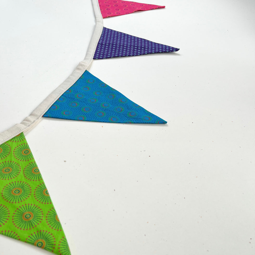 Rainbow Shweshwe Bunting Banner - Small flags