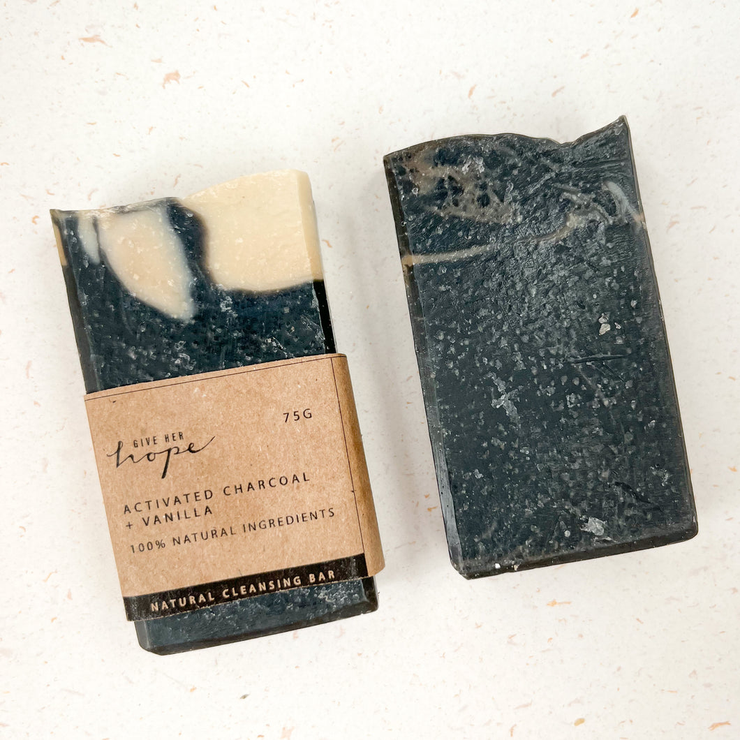 Handmade Natural Soap - Activated Charcoal and Vanilla (75g)