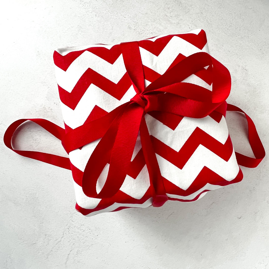 Fabric Gift Wrap - Red Zig Zag