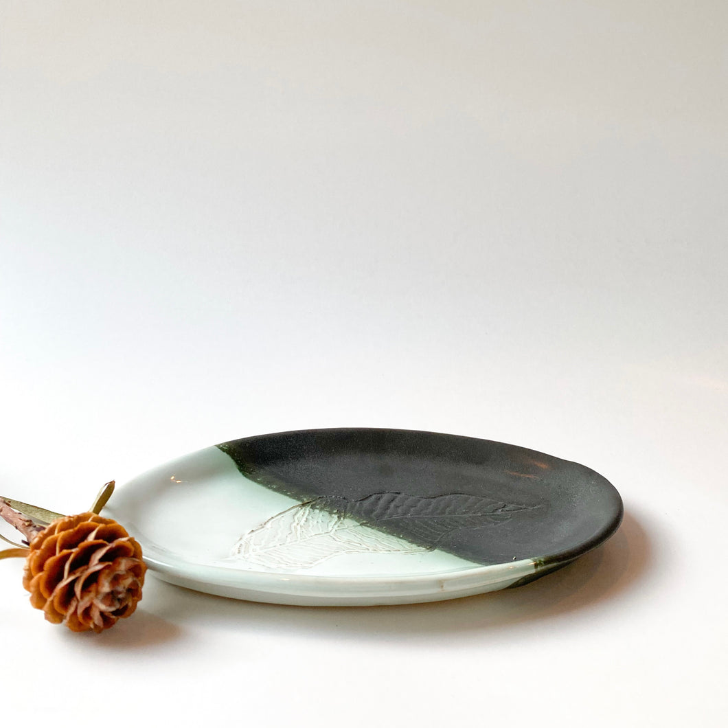 Ceramic Plate - Gunmetal Leaf