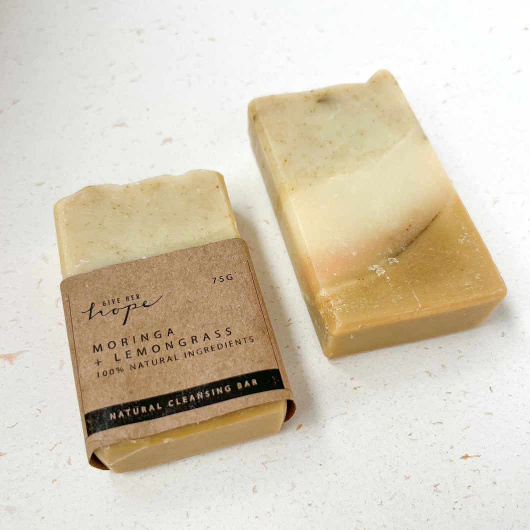 Handmade Natural Soap - Moringa and Lemongrass (75g)