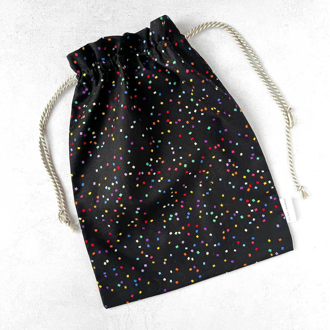 Fabric Gift Bag - Black with Dots
