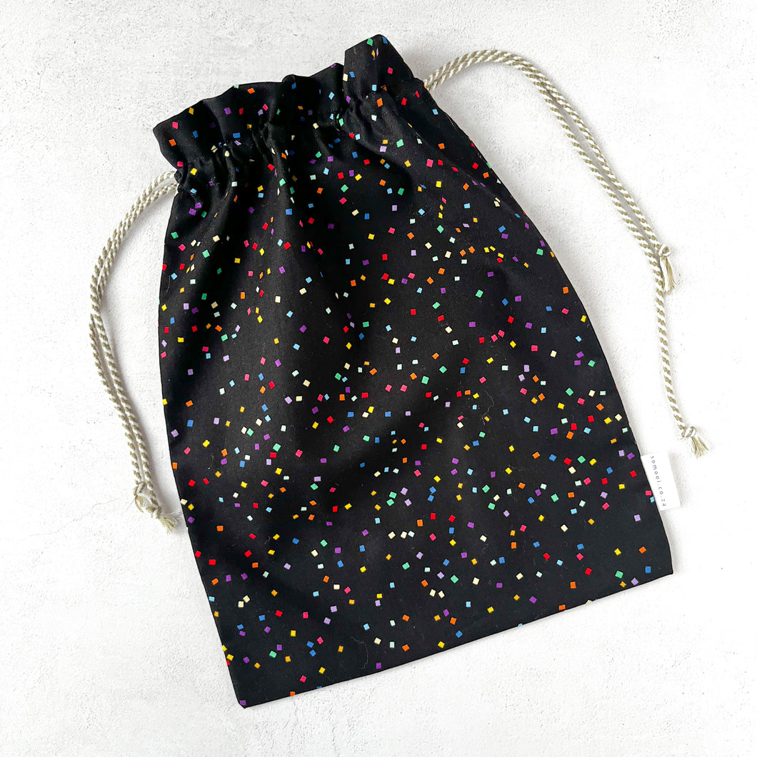 Fabric Gift Bag - Black with Dots